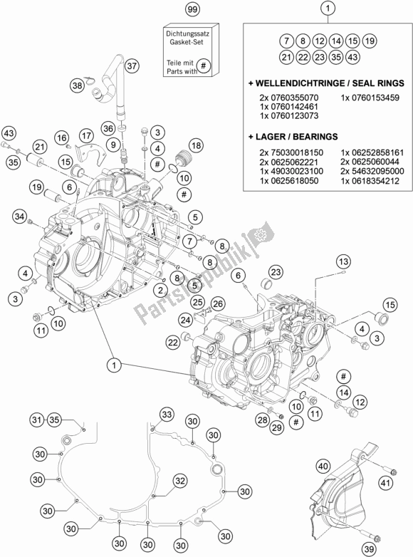 All parts for the Engine Case of the KTM 690 Enduro R EU 2019
