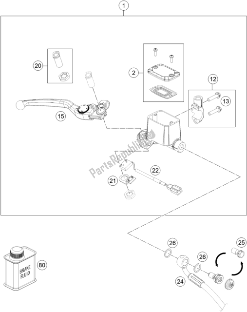 All parts for the Front Brake Control of the KTM 690 Enduro R EU 2019