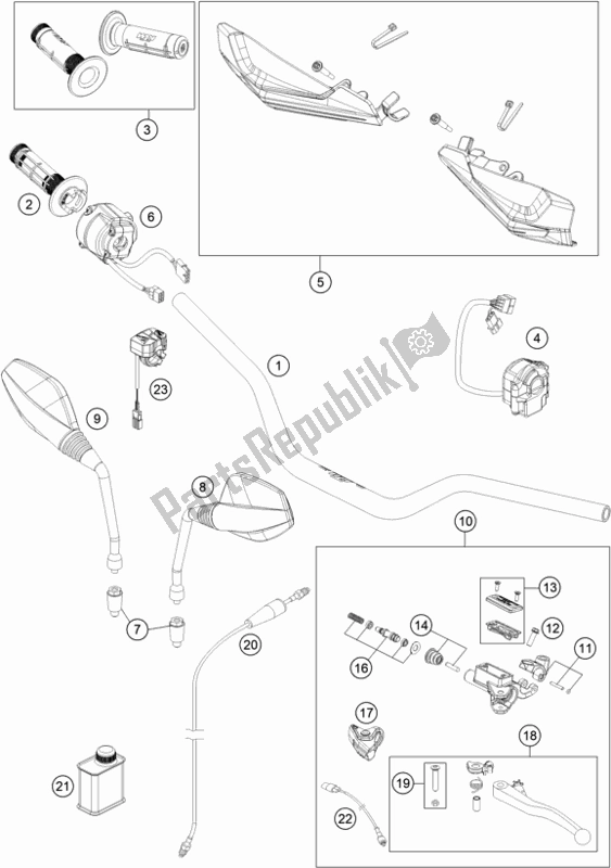 All parts for the Handlebar, Controls of the KTM 690 Enduro R EU 2019