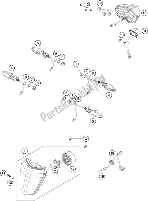 All parts for the Lighting System of the KTM 690 Enduro R EU 2019