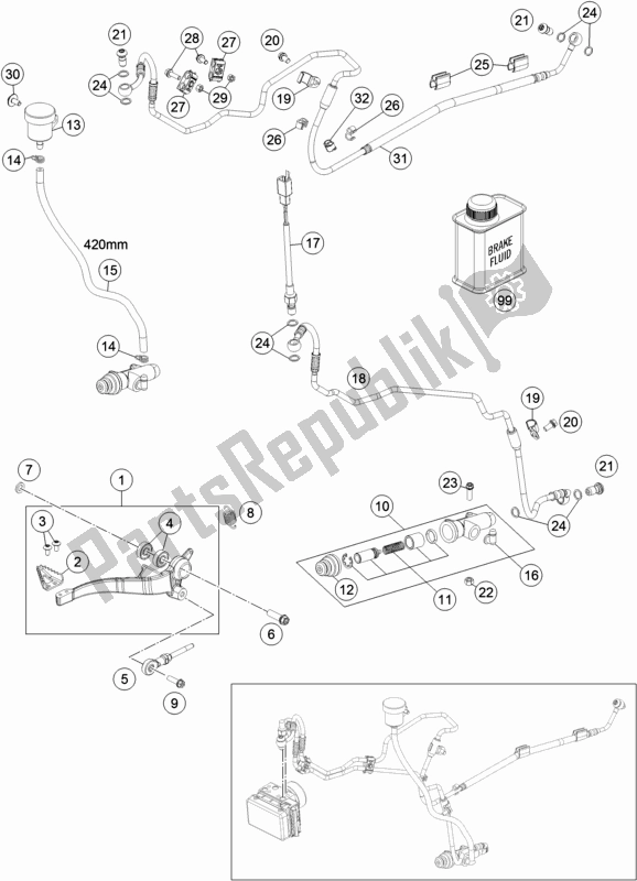 All parts for the Rear Brake Control of the KTM 690 Enduro R EU 2019