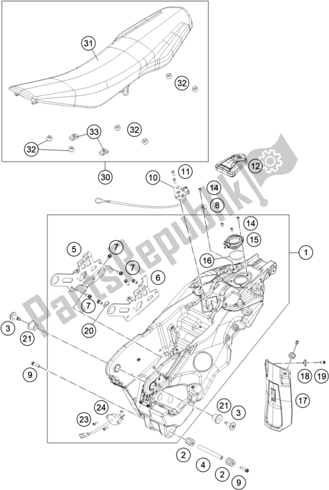 Tutte le parti per il Serbatoio, Sedile del KTM 690 Enduro R EU 2019