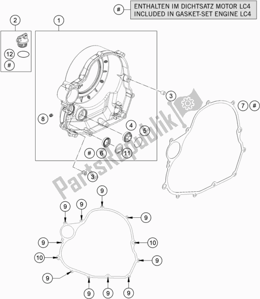 All parts for the Clutch Cover of the KTM 690 Enduro R EU 2020