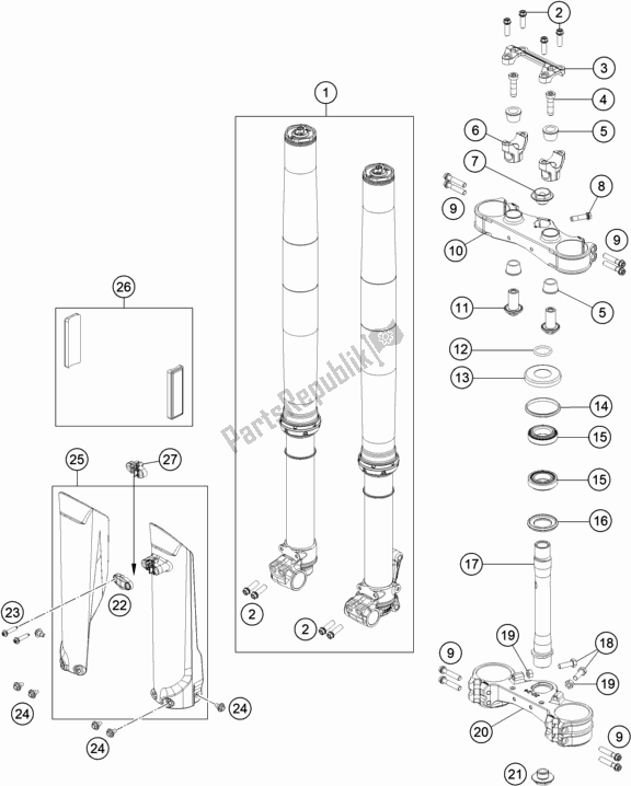 Tutte le parti per il Forcella Anteriore, Pinza Tripla del KTM 690 Enduro R EU 2020