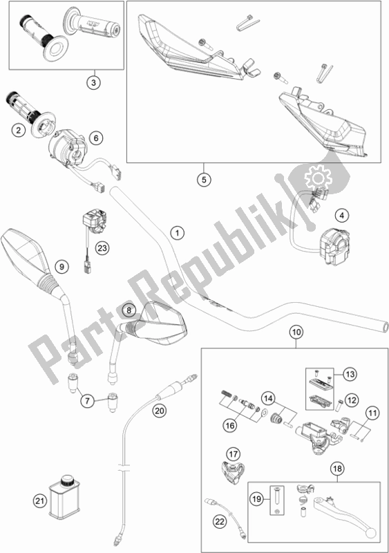 All parts for the Handlebar, Controls of the KTM 690 Enduro R EU 2020