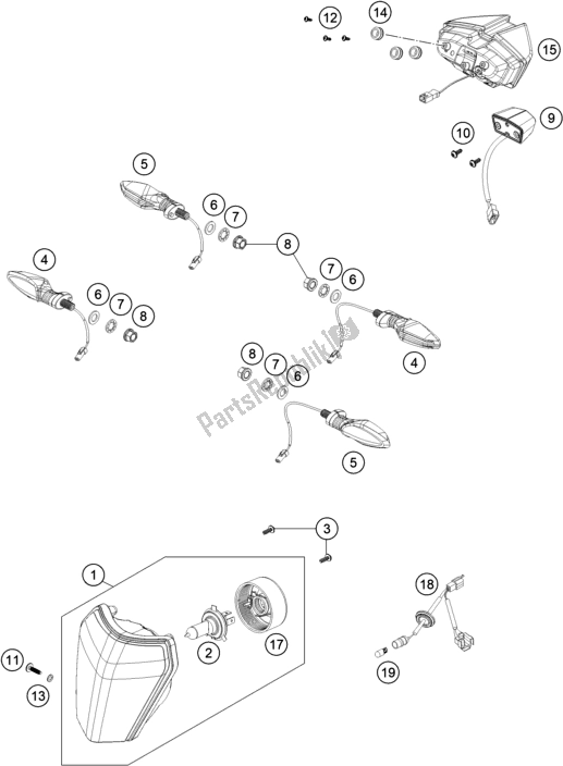 Tutte le parti per il Sistema Di Illuminazione del KTM 690 Enduro R EU 2020