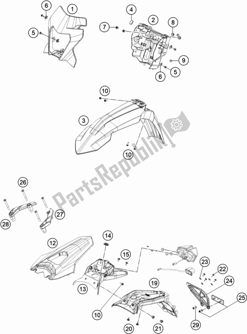 Tutte le parti per il Maschera, Parafanghi del KTM 690 Enduro R EU 2020