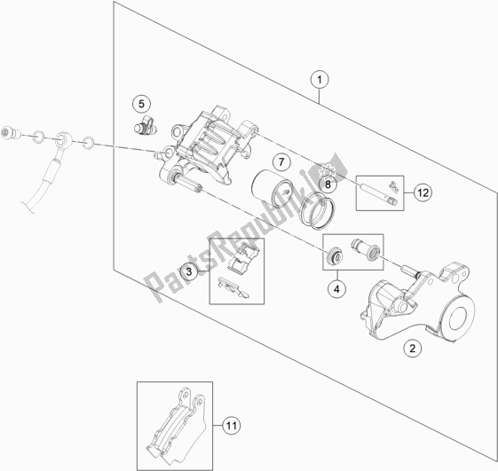 Tutte le parti per il Pinza Freno Posteriore del KTM 690 Enduro R EU 2020