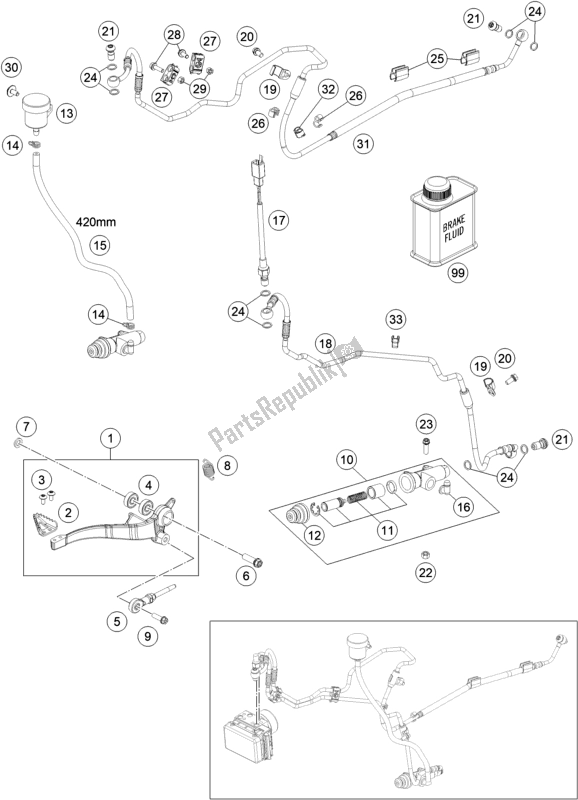 Tutte le parti per il Controllo Del Freno Posteriore del KTM 690 Enduro R EU 2020