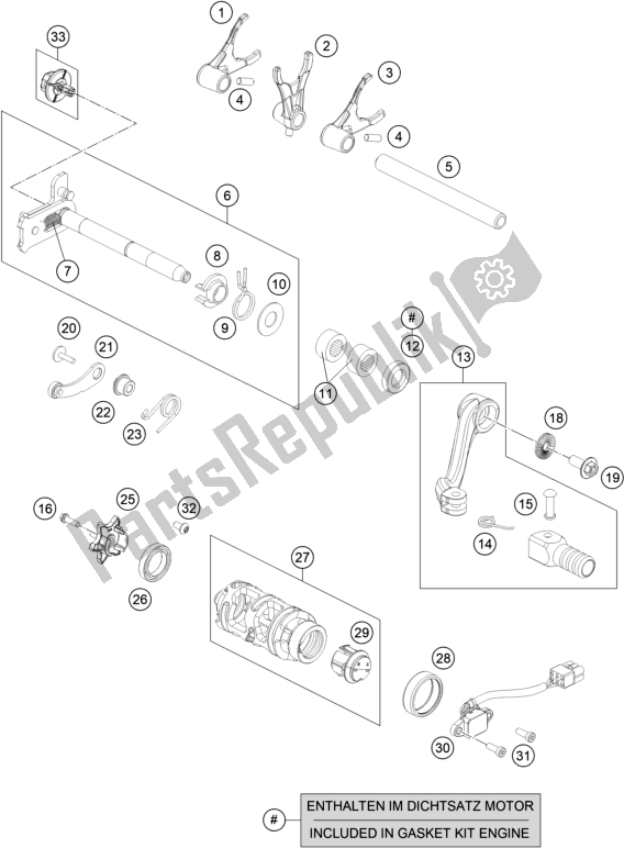 All parts for the Shifting Mechanism of the KTM 690 Enduro R EU 2020