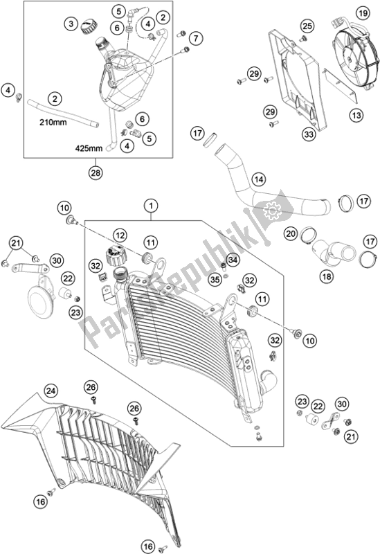 All parts for the Cooling System of the KTM 690 Enduro R EU 2021