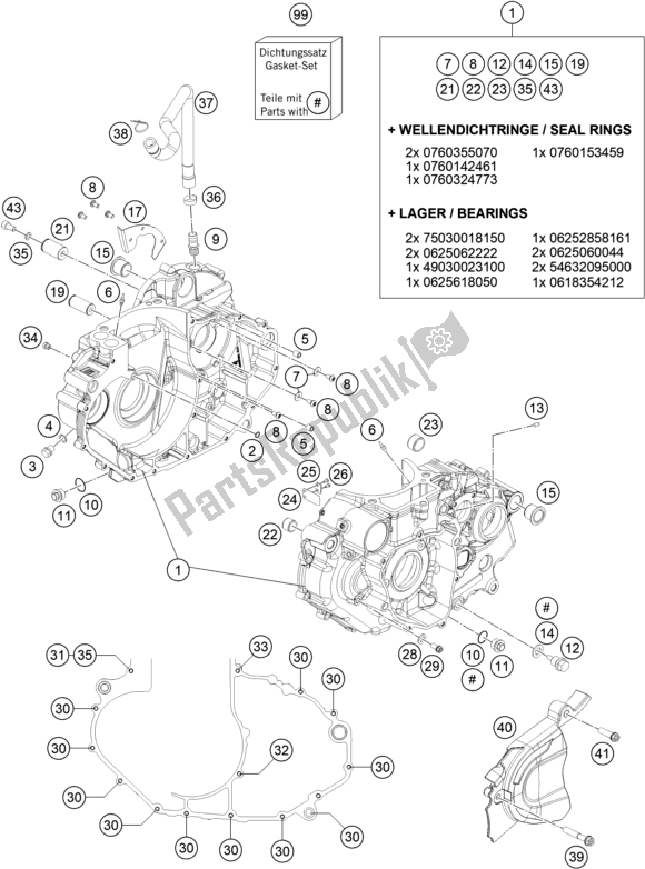 All parts for the Engine Case of the KTM 690 Enduro R EU 2021