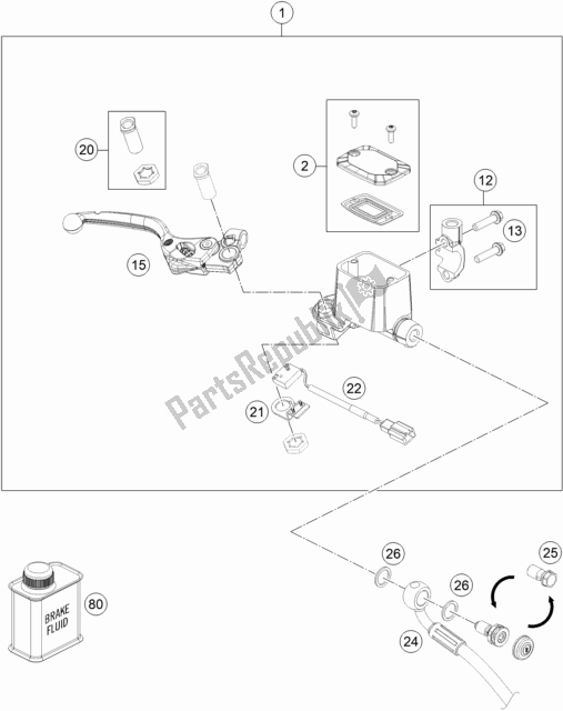 Tutte le parti per il Front Brake Control del KTM 690 Enduro R EU 2021