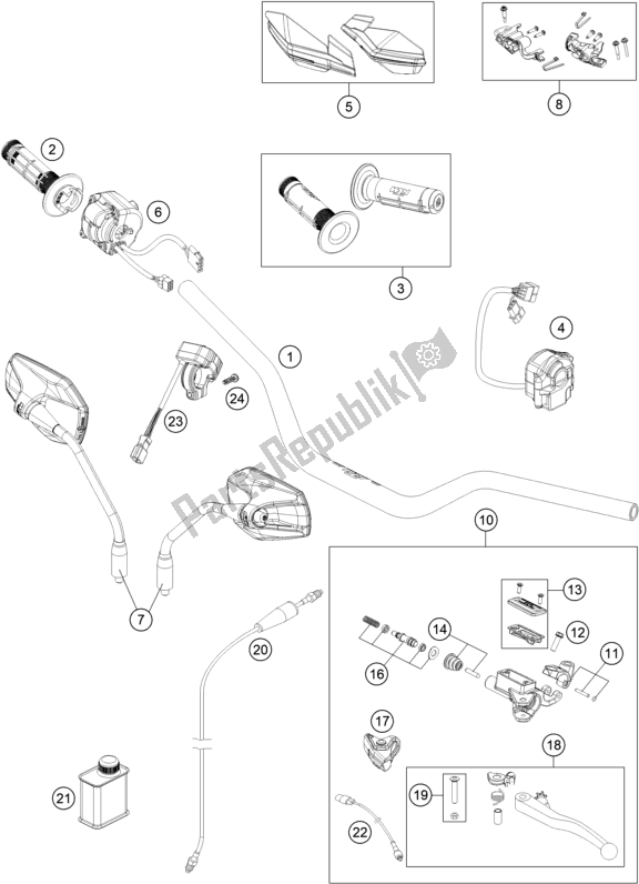 Toutes les pièces pour le Guidon, Commandes du KTM 690 Enduro R EU 2021