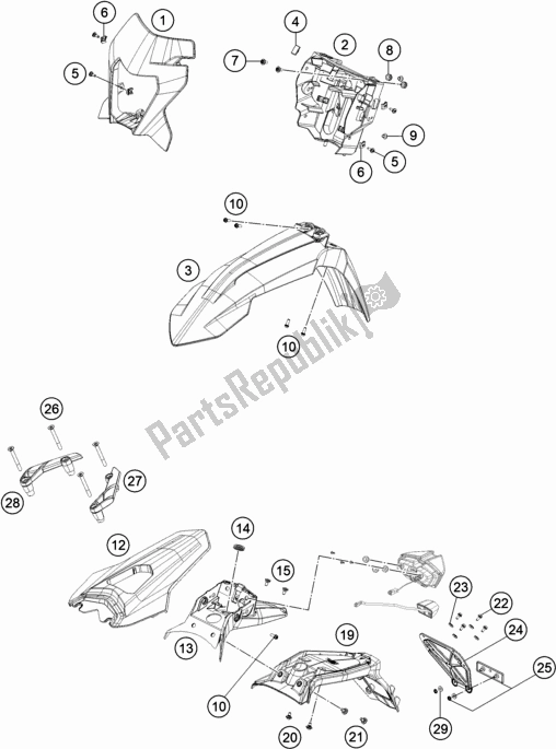 Tutte le parti per il Maschera, Parafanghi del KTM 690 Enduro R EU 2021