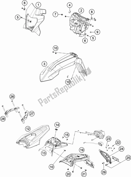 Tutte le parti per il Maschera, Parafanghi del KTM 690 Enduro R EU 2021