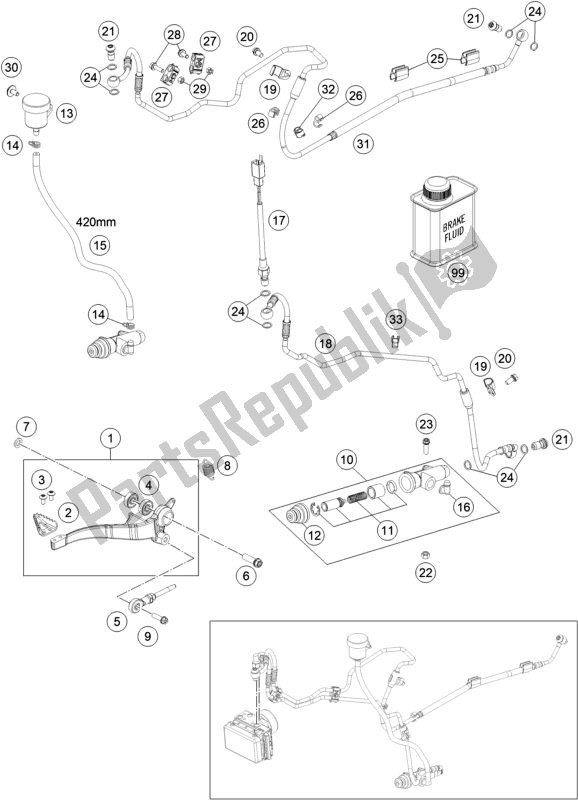 All parts for the Rear Brake Control of the KTM 690 Enduro R EU 2021