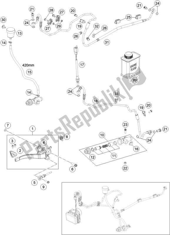 Tutte le parti per il Controllo Del Freno Posteriore del KTM 690 Enduro R EU 2021