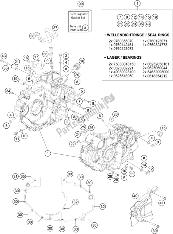 Todas as partes de Caixa Do Motor do KTM 690 Enduro R US 2017