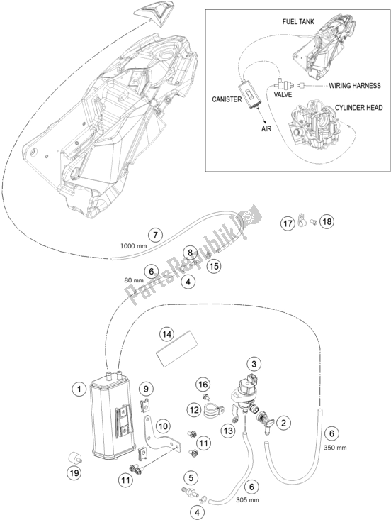 Tutte le parti per il Contenitore Per Evaporazione del KTM 690 Enduro R US 2017