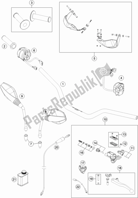 Tutte le parti per il Manubrio, Comandi del KTM 690 Enduro R US 2017