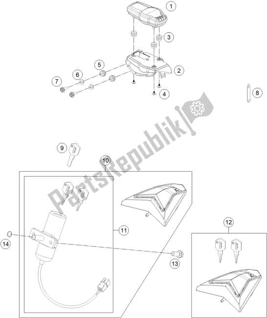 Todas las partes para Instrumentos / Sistema De Bloqueo de KTM 690 Enduro R US 2017