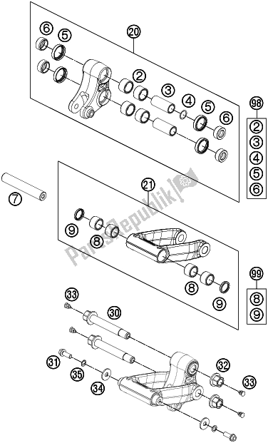 All parts for the Pro Lever Linking of the KTM 690 Enduro R US 2017