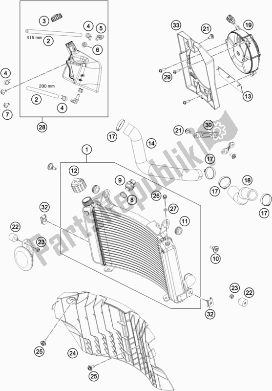 All parts for the Cooling System of the KTM 690 Enduro R US 2018