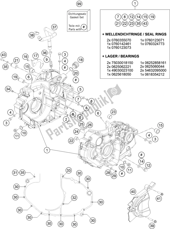All parts for the Engine Case of the KTM 690 Enduro R US 2018