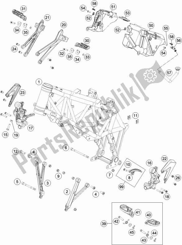 Tutte le parti per il Telaio del KTM 690 Enduro R US 2018