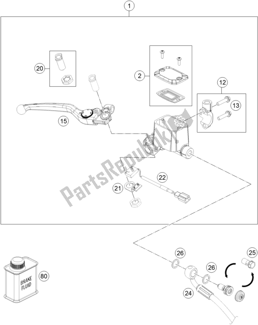 Tutte le parti per il Front Brake Control del KTM 690 Enduro R US 2018