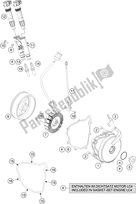 Tutte le parti per il Sistema Di Accensione del KTM 690 Enduro R US 2018