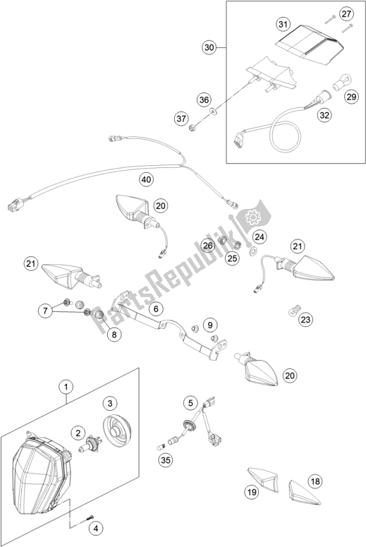 Toutes les pièces pour le Système D'éclairage du KTM 690 Enduro R US 2018