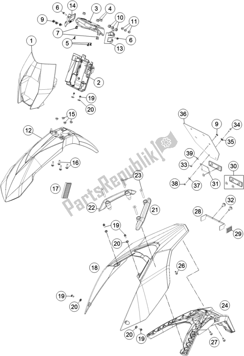 Toutes les pièces pour le Masque, Ailes du KTM 690 Enduro R US 2018