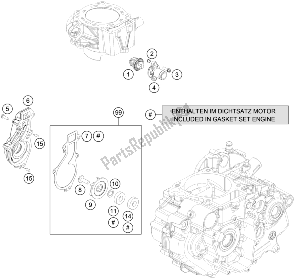 Toutes les pièces pour le Pompe à Eau du KTM 690 Enduro R US 2018