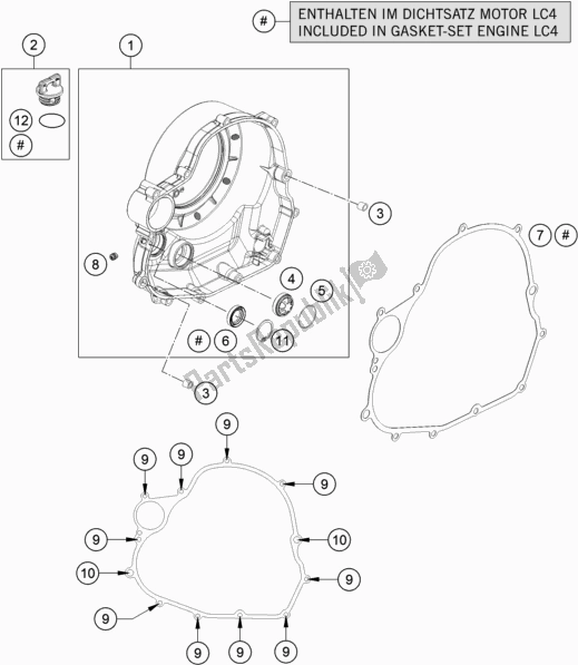 All parts for the Clutch Cover of the KTM 690 Enduro R US 2019