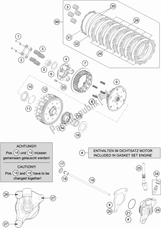 All parts for the Clutch of the KTM 690 Enduro R US 2019