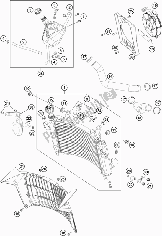 All parts for the Cooling System of the KTM 690 Enduro R US 2019