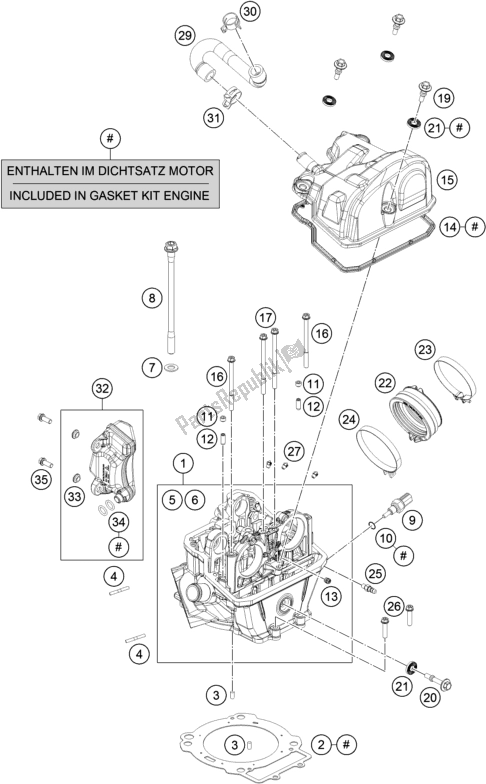 Alle onderdelen voor de Cilinderkop van de KTM 690 Enduro R US 2019