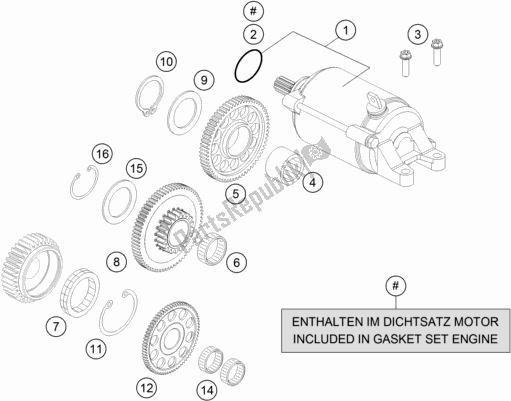 Alle onderdelen voor de Elektrische Starter van de KTM 690 Enduro R US 2019