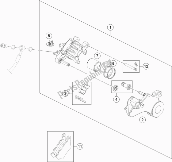 All parts for the Rear Brake Caliper of the KTM 690 Enduro R US 2019