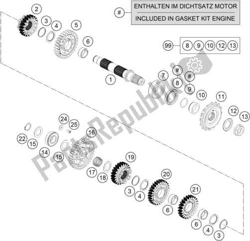 All parts for the Transmission Ii - Countershaft of the KTM 690 Enduro R US 2019