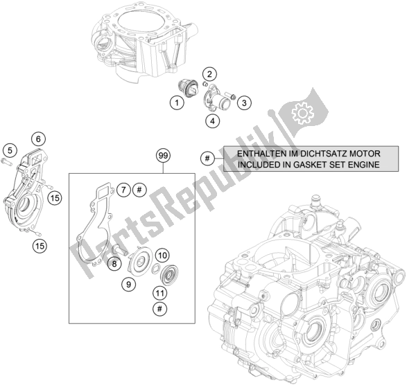 Todas as partes de Bomba De água do KTM 690 Enduro R US 2019