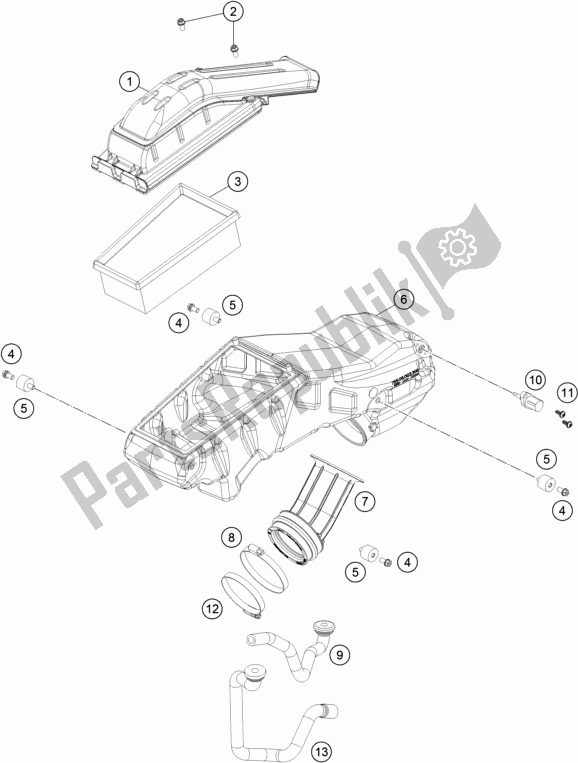 All parts for the Air Filter of the KTM 690 Enduro R US 2020