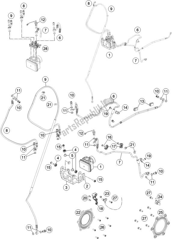 All parts for the Antiblock System Abs of the KTM 690 Enduro R US 2020