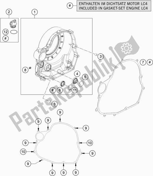 All parts for the Clutch Cover of the KTM 690 Enduro R US 2020