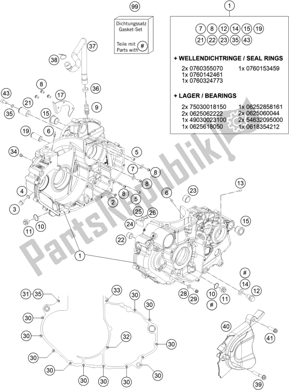 All parts for the Engine Case of the KTM 690 Enduro R US 2020