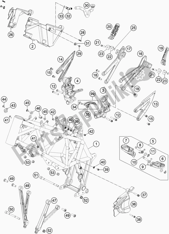 All parts for the Frame of the KTM 690 Enduro R US 2020