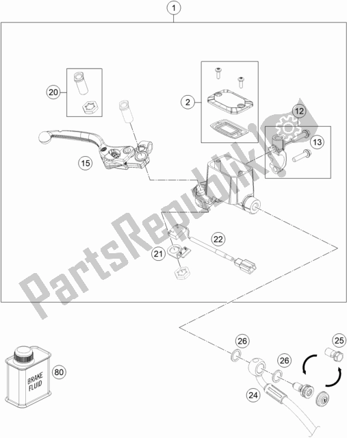 Todas as partes de Front Brake Control do KTM 690 Enduro R US 2020