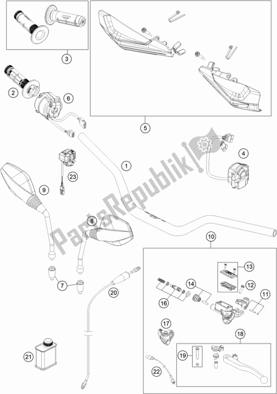 All parts for the Handlebar, Controls of the KTM 690 Enduro R US 2020